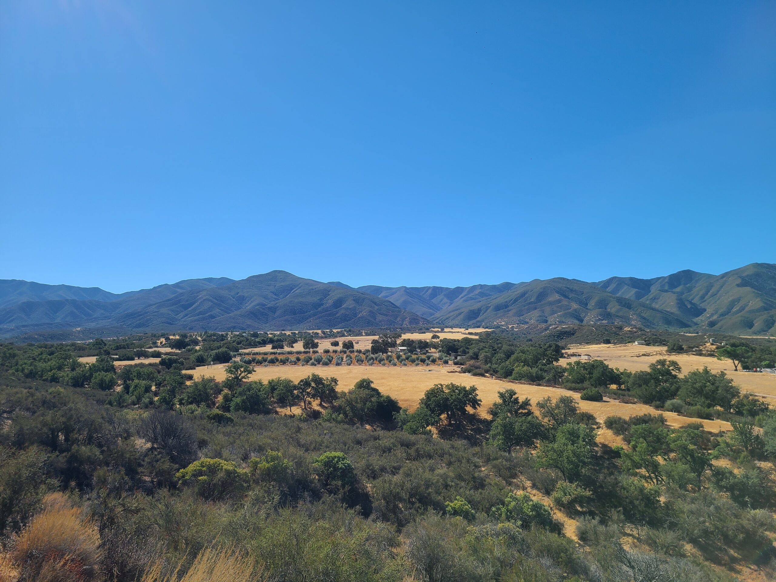 Wide view of the Cuyama valley and mountain range in the distance.